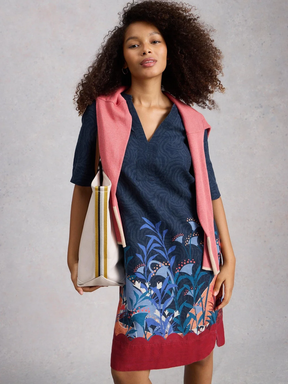 Leinenkleid June - Navy Pr - 52/R Bild 1