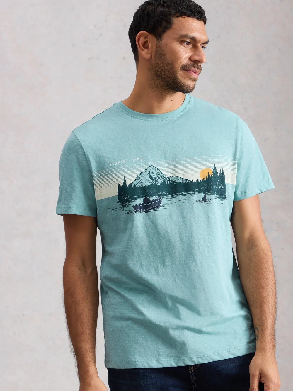 T-Shirt Abersoch mit Angler-Motiv - Blue Pr - XL/R Bild 1