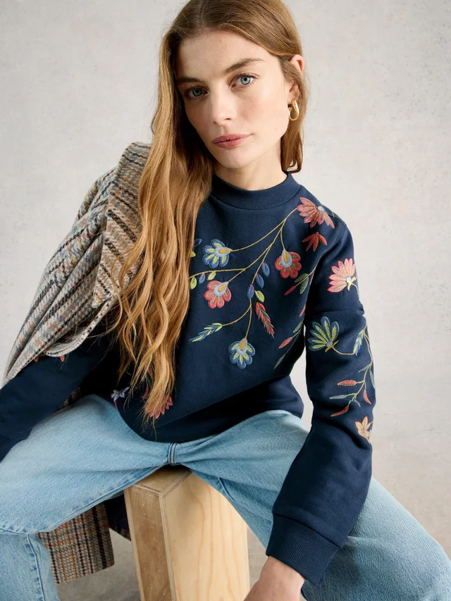 Floral besticktes Sweatshirt