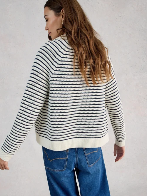 Gestreifte Strickjacke Chaterly - Ivory Mlt - XL Bild 4