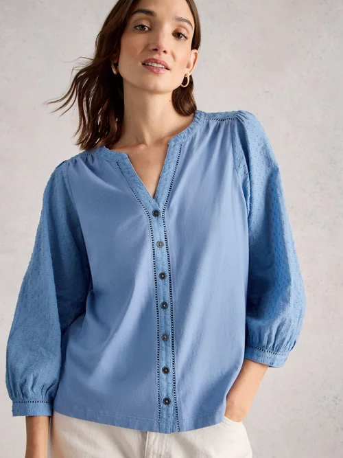Dobby-Bluse Daisy - Mid Blue - 52 Bild 3