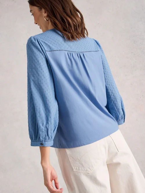 Dobby-Bluse Daisy - Mid Blue - 52 Bild 4