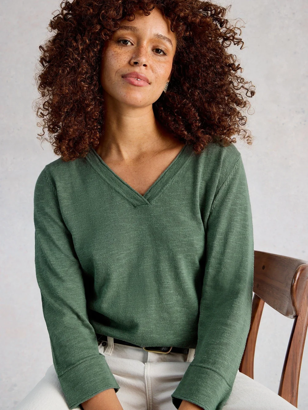 Pullover Elodie aus Leinenmischung - Khaki Grn - 52 Bild 1