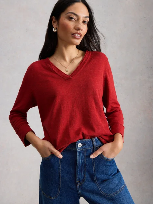 Pullover Elodie aus Leinenmischung - Mid Red - 52 Bild 3