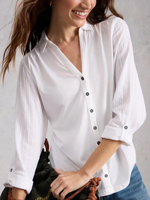 Bluse Annie aus Material-Mix - Bril White - 48 Bild 3