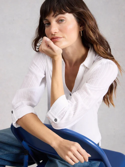 Bluse Annie aus Material-Mix - Bril White - 52 Bild 1