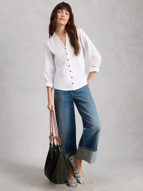 Bluse Annie aus Material-Mix - Bril White - 52 Bild 2