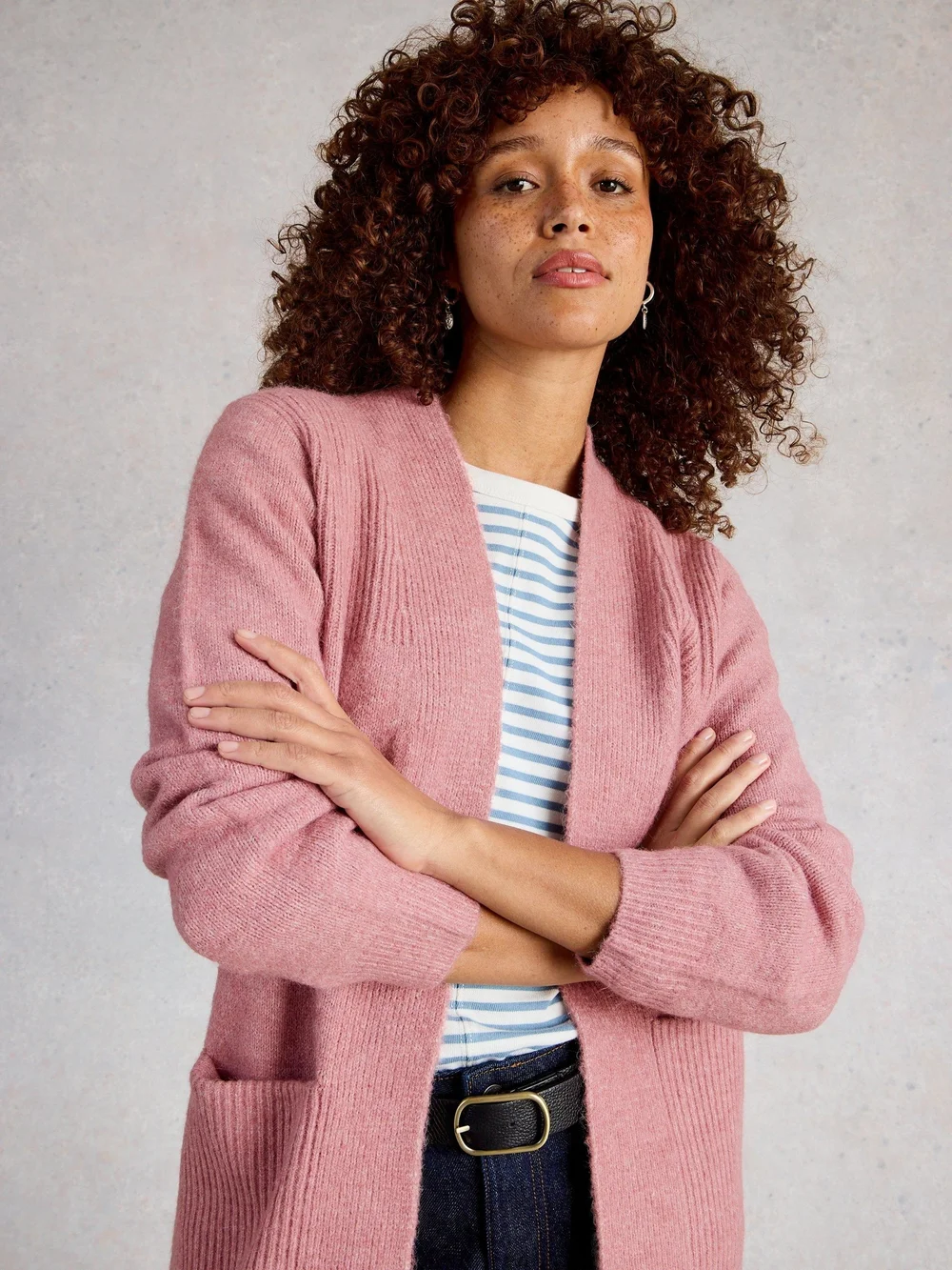 Lange Strickjacke Erin - Mid Pink - S Bild 1