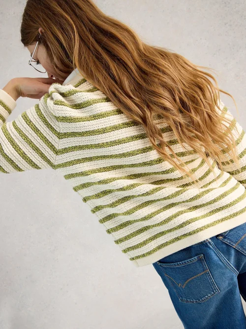 Gestreifte Strickjacke Belle - Ivory Mlt - 48 Bild 4