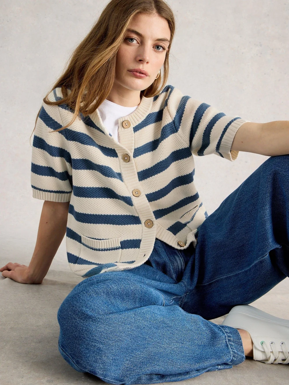 Kurzarm-Cardigan Isabella - Blue Mlt - 52 Bild 1