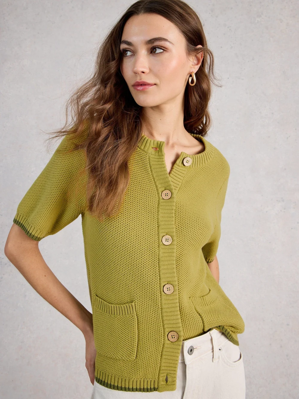 Kurzarm-Cardigan Isabella - Mid Green - 52 Bild 1