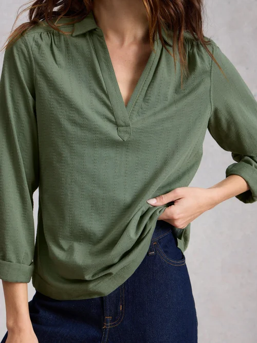 Jerseybluse Allie - Khaki Grn - 52 Bild 3