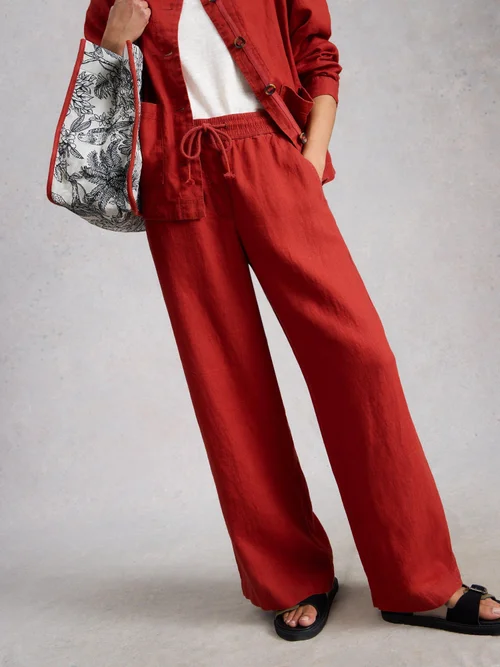 Leinenhose Allie mit weitem Bein - Mid Red - 52/R Bild 3