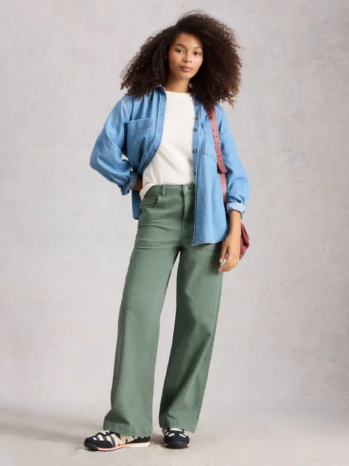 Jeans Tia mit weitem Bein - Mid Green - 52/R Bild 2