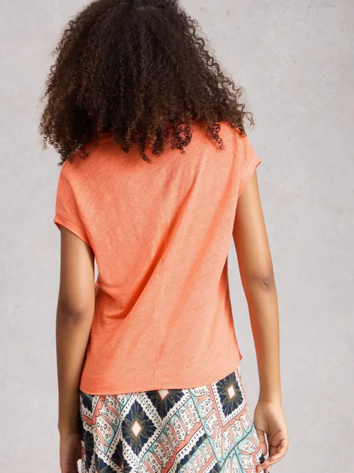 Leinen-T-Shirt Iris - Mid Coral - 52 Bild 4