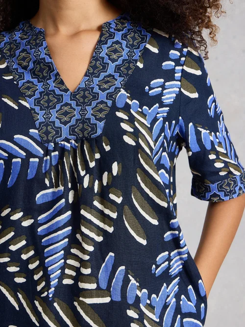 Leinenkleid Ash - Navy Pr - 52/R Bild 3