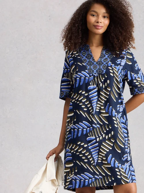 Leinenkleid Ash - Navy Pr - 52/R Bild 1