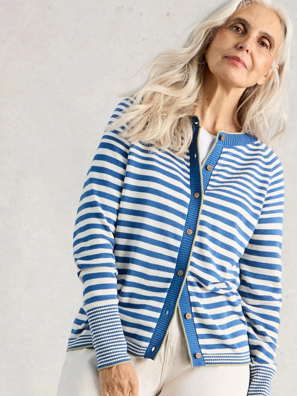 Gestreifte Strickjacke Lulu - Blue Mlt - 52 Bild 1