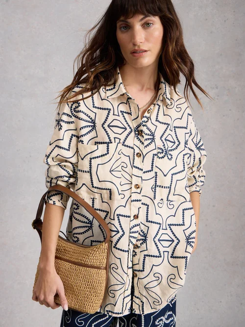 Leinenbluse Lydia - Ivory Pr - 52 Bild 3