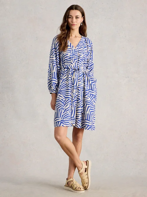 Kleid Petra aus Leinenmischung - Blue Mlt - 52/R Bild 2