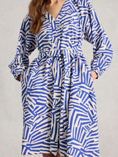 Kleid Petra aus Leinenmischung - Blue Mlt - 52/R Bild 3