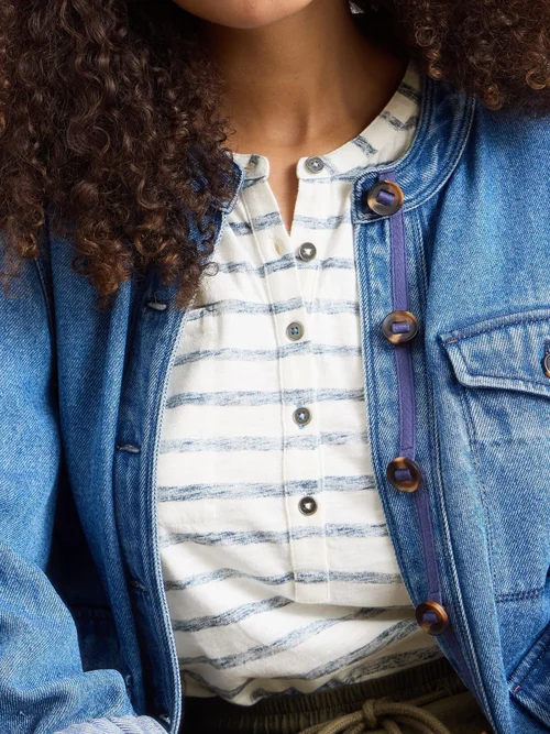 Gestreiftes Top Beth mit 3/4-Ärmeln - Navy Multi - 52 Bild 3