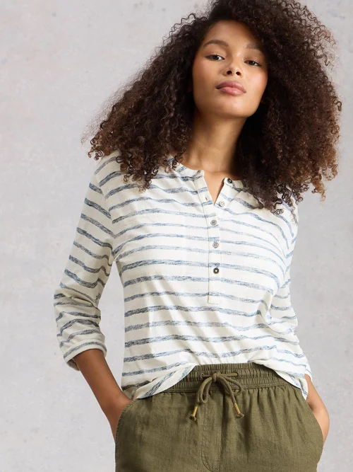 Gestreiftes Top Beth mit 3/4-Ärmeln - Navy Multi - 52 Bild 1