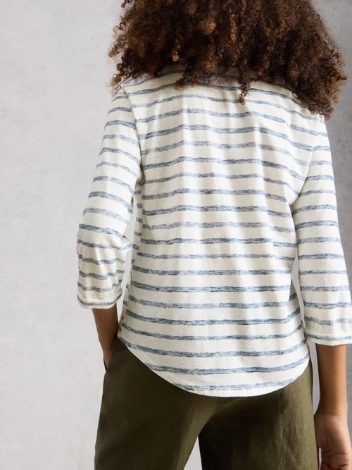 Gestreiftes Top Beth mit 3/4-Ärmeln - Navy Multi - 52 Bild 4