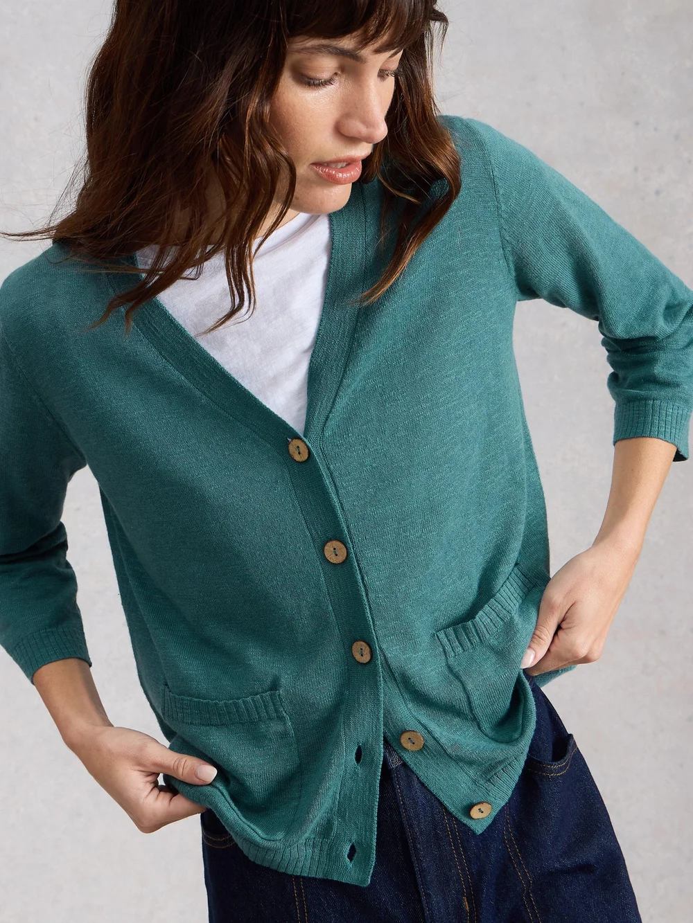 Cardigan Nova aus Leinenmischung - Dk Teal - 52 Bild 1