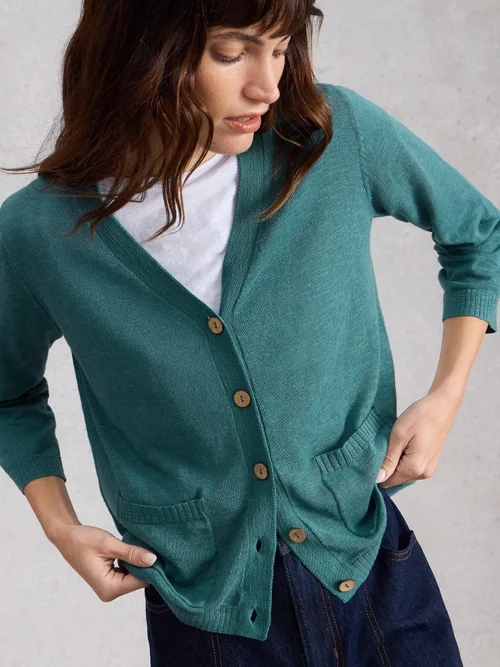 Cardigan Nova aus Leinenmischung - Dk Teal - 52 Bild 1