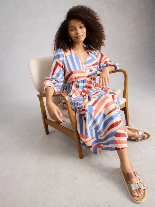 Midikleid Lucy aus Leinenmischung - Ivory Mlt - 52/R Bild 1