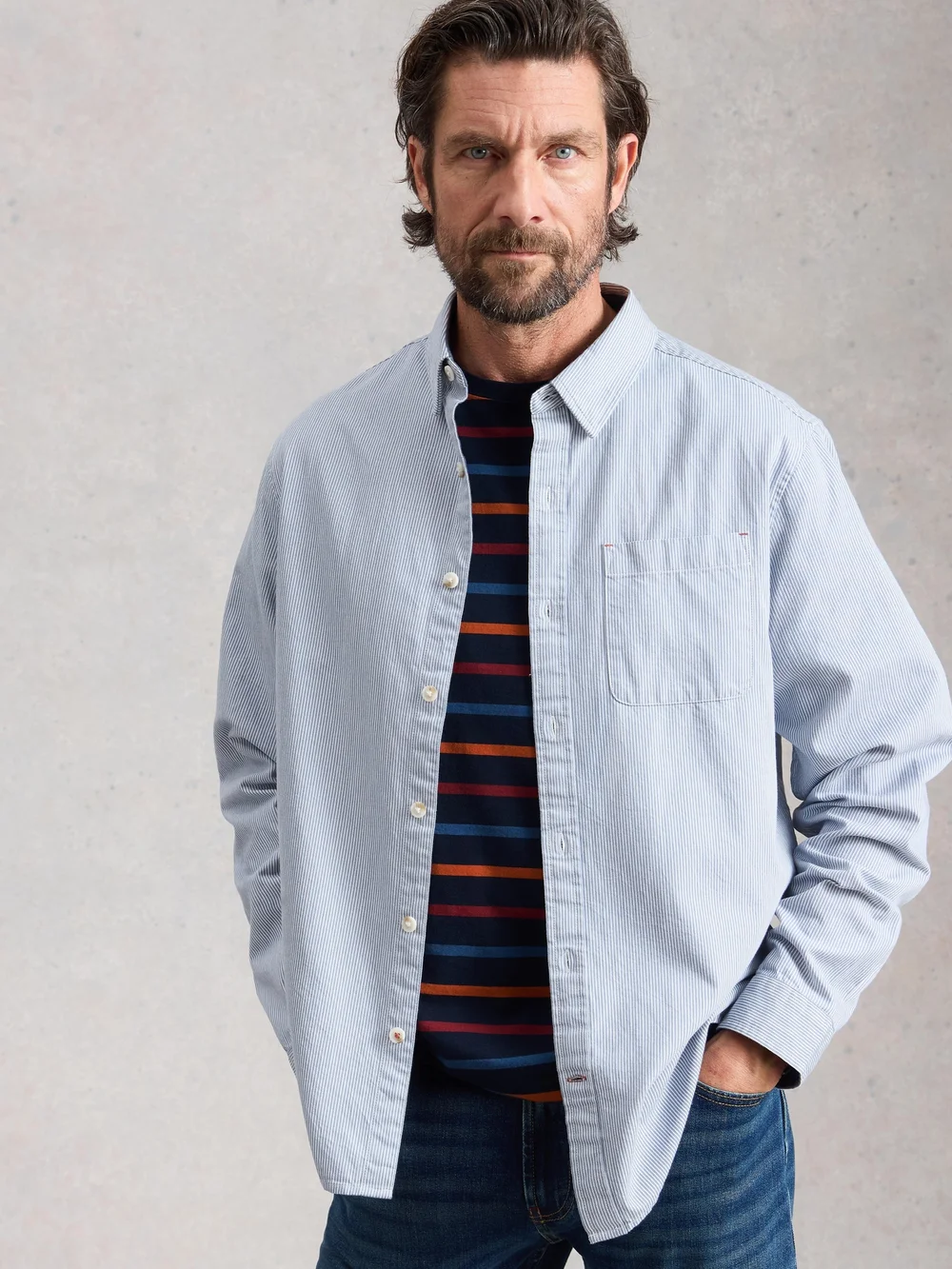 Gestreiftes T-Shirt Abersoch - Navy Multi - XXXL Bild 1