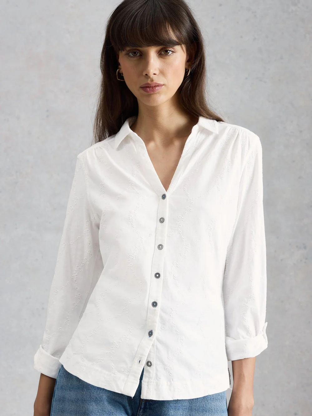 Bestickte Jerseybluse Annie - Bril White - 52 Bild 1
