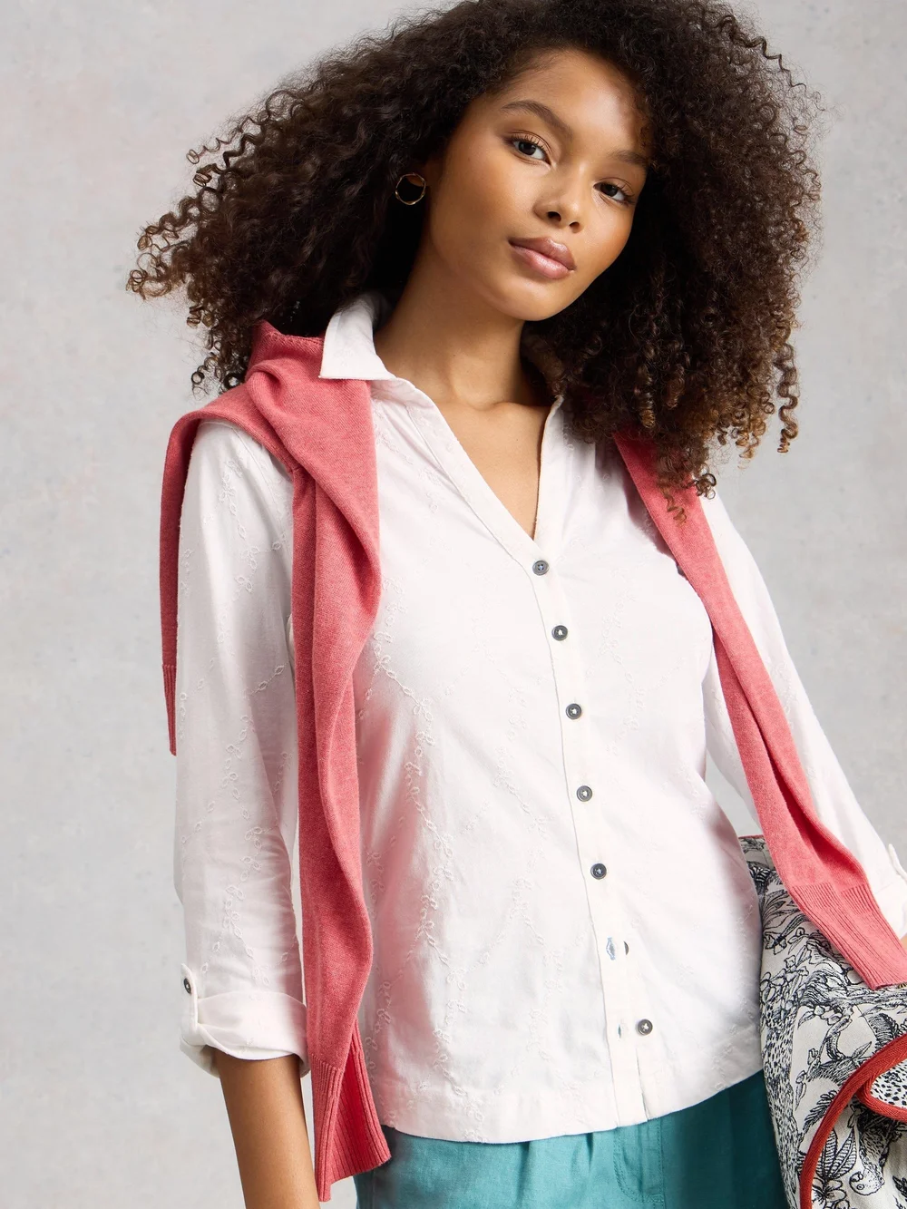 Bestickte Jerseybluse Annie - Bril White - 52 Bild 1