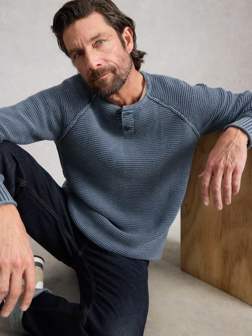 Pullover Henley - Dus Blue - XXXL Bild 1