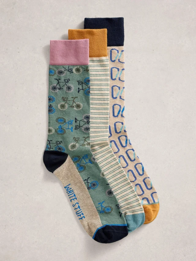 3er-Pack Socken mit Fahrradmotiv