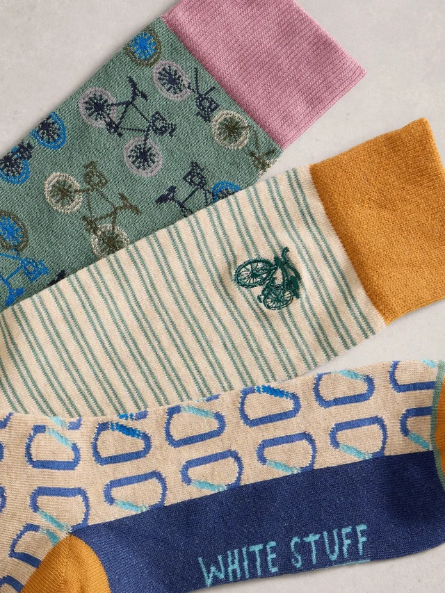 3er-Pack Socken mit Fahrradmotiv