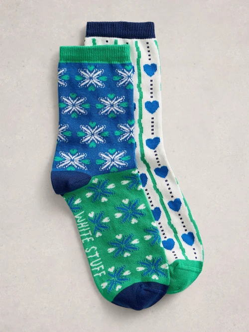 2er-Pack Socken Herz-Print - Blue Mlt - 39-41 Bild 1