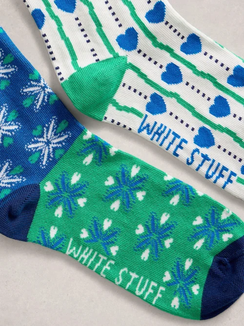 2er-Pack Socken Herz-Print - Blue Mlt - 39-41 Bild 2