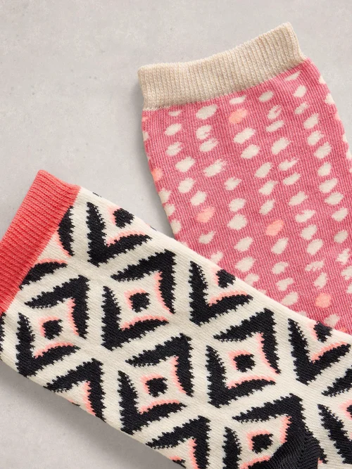 2er-Pack Socken Geo-Print - Pink Mlt - 39-41 Bild 2