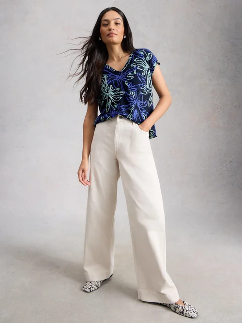 Leinen-T-Shirt Iris - Navy Pr - 52 Bild 2