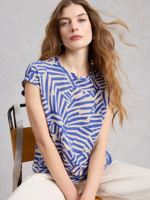 Leinen-T-Shirt Rowan - Blue Pr - 52 Bild 1