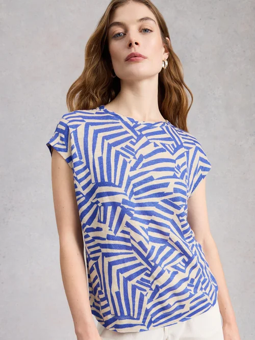 Leinen-T-Shirt Rowan - Blue Pr - 52 Bild 3