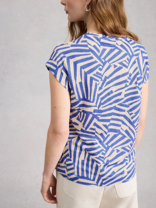 Leinen-T-Shirt Rowan - Blue Pr - 52 Bild 4