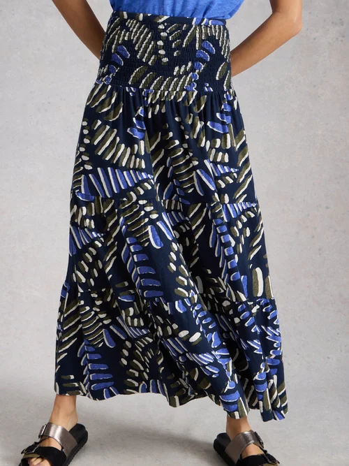 Maxirock Marissa aus Jersey - Navy Pr - 52/R Bild 3