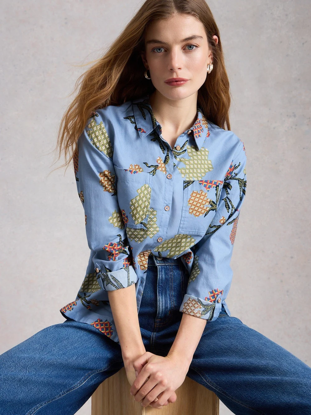 Bluse Sophie aus Bio-Baumwolle - Blue Pr - 52 Bild 1