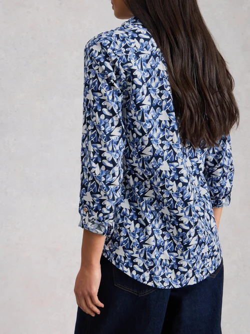 Bluse Sophie aus Bio-Baumwolle - Navy Pr - 52 Bild 4