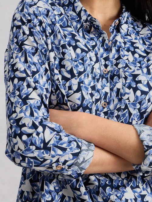 Bluse Sophie aus Bio-Baumwolle - Navy Pr - 52 Bild 3