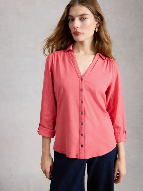Bluse Annie aus Material-Mix - Mid Pink - 52 Bild 3