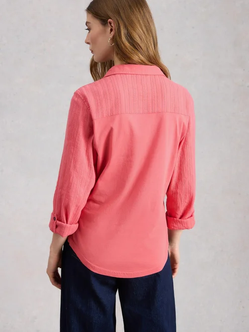 Bluse Annie aus Material-Mix - Mid Pink - 52 Bild 4
